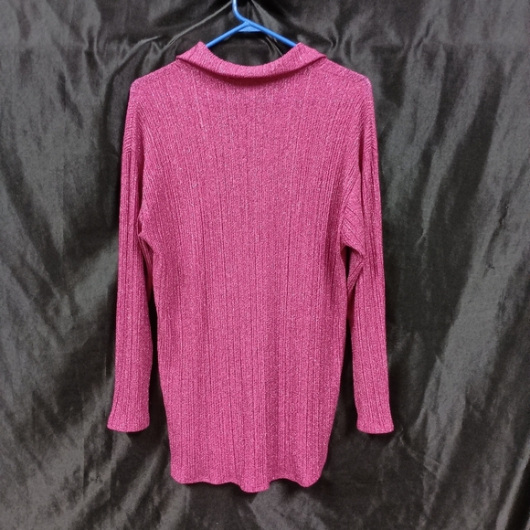 Chico's Pink Ribbed Button Down Shirt - Picture 11 of 14
